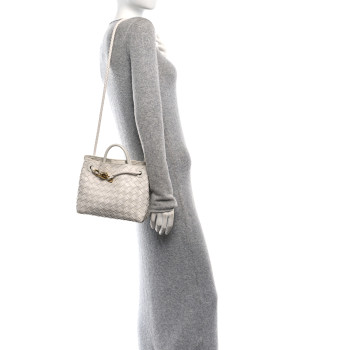 BOTTEGA VENETA Nappa Intrecciato Small Andiamo Shoulder Bag White