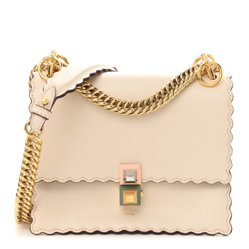 FENDI Vitello Liberty Scalloped Studded Small Kan I Shoulder Bag Camelia