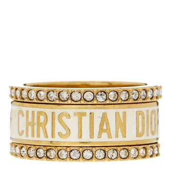 CHRISTIAN DIOR Metal Crystal Code Ring Set M Gold
