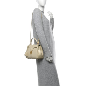 CELINE Satinated Calfskin Small 16 Top Handle Bag Limestone