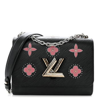 LOUIS VUITTON Epi Flowers Twist Shoulder Bag MM Black Bois de Rose