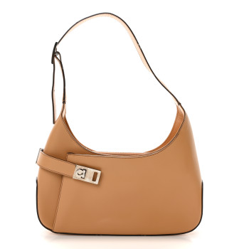 SALVATORE FERRAGAMO Soft Calfskin Gancini Hobo Beige