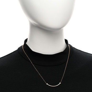TIFFANY 18K Rose Gold Small T Smile Pendant Necklace