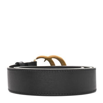 GUCCI Calfskin Double G 30mm Belt 80 32 Black