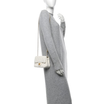 CHANEL Lambskin Quilted Mini Pearl Crush Flap White