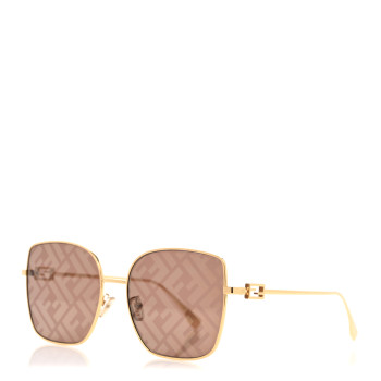 FENDI Metal Square Sunglasses FF40013U Gold Brown
