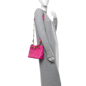 VALENTINO GARAVANI Nappa Small Roman Stud The Handle Bag Pink PP