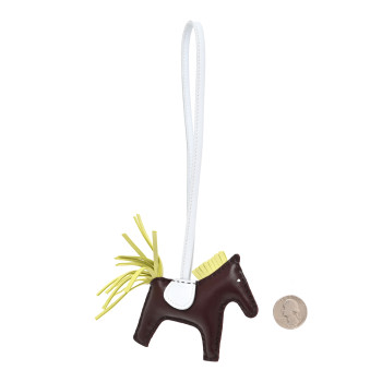 HERMES Milo Lambskin Grigri Rodeo Horse Bag Charm PM Rouge Sellier Jaune Bourgeon Bleu Brume