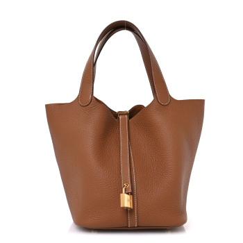 HERMES Taurillon Clemence Picotin Lock 22 MM Gold