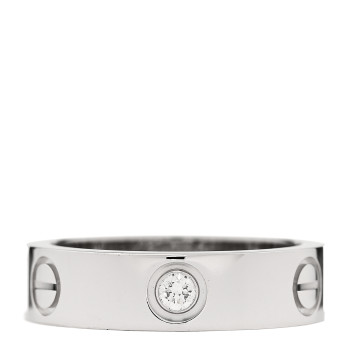 CARTIER 18K White Gold 3 Diamond 5.5mm LOVE Ring 56 7.75