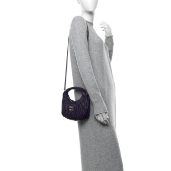 MIU MIU Nappa Matelasse Small Wander Hobo Viola