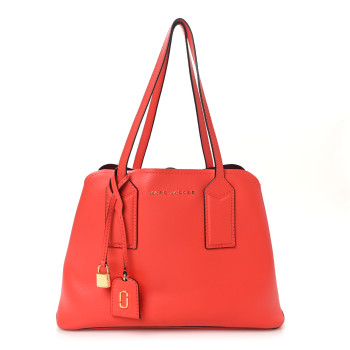 MARC JACOBS Pebbled Calfskin The Editor 38 Tote True Red