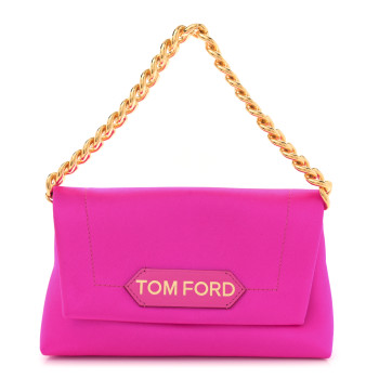 TOM FORD Satin Mini Label Chain Shoulder Bag Hot Pink
