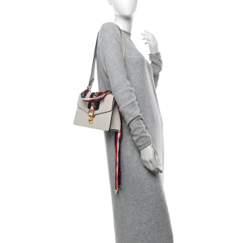 GUCCI Calfskin Small Sylvie Shoulder Bag Off White