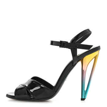 FENDI Patent Strap Platform Sandals 39 Black