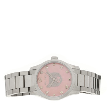 GUCCI Stainless Steel Pink Mother of Pearl 27mm G-Timeless Cat Quartz Watch