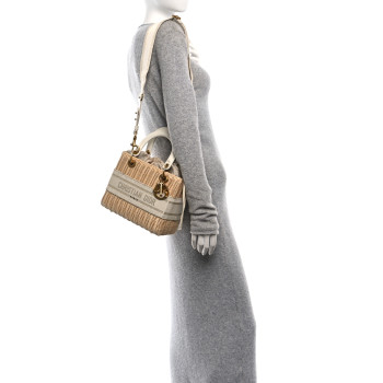 CHRISTIAN DIOR Wicker Oblique Medium Lady Dior Bag Beige