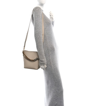 STELLA MCCARTNEY Grainy Alter Mat Studded Frayme Bucket Bag Cream