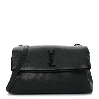 SAINT LAURENT Grain De Poudre Medium West Hollywood Monogram Fold-Over Black