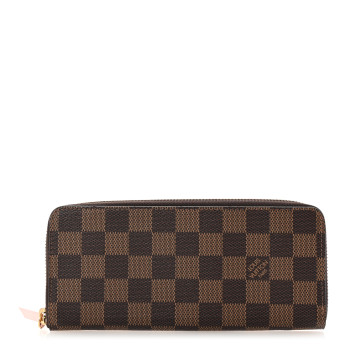 LOUIS VUITTON Damier Ebene Clemence Wallet Rose Ballerine