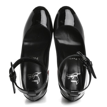 CHRISTIAN LOUBOUTIN Patent Movida Strap Jane 130 Platform Pumps 36 Black