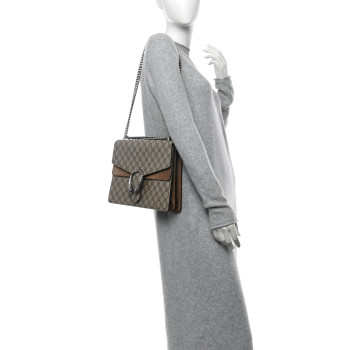 GUCCI GG Supreme Monogram Medium Dionysus Shoulder Bag Taupe
