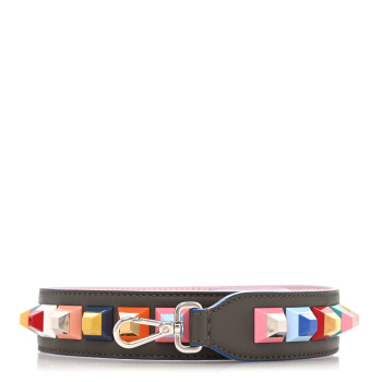 FENDI Vitello Dolce Plexiglass Bi-Color Studded Strap You Carbone Peonia Multicolor