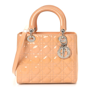CHRISTIAN DIOR Patent Cannage Medium Lady Dior Light Pink
