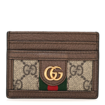 GUCCI GG Supreme Monogram Ophidia Card Holder Brown
