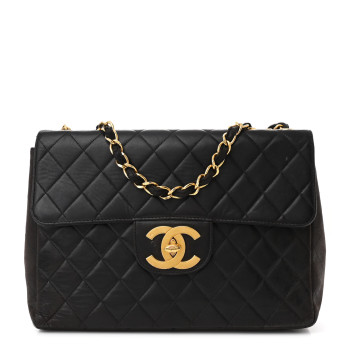 CHANEL Lambskin Quilted XL Jumbo Single Flap Black