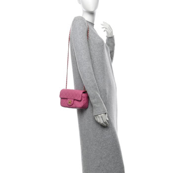 CHANEL Lambskin Quilted Mini Rectangular Pearl Crush Flap Pink