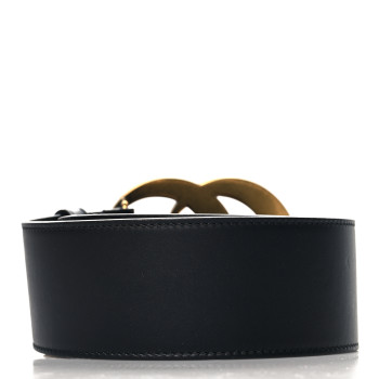 GUCCI Calfskin Crystal Double G 55mm Belt 80 32 Black