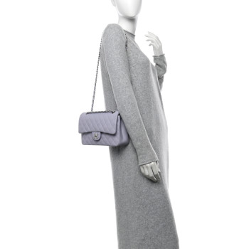 CHANEL Caviar Quilted Medium Double Flap Light Purple