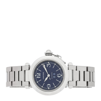 CARTIER Stainless Steel 35mm Pasha C Big Date Automatic Watch Blue