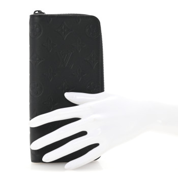 LOUIS VUITTON Calfskin Monogram Shadow Vertical Zippy Wallet Black