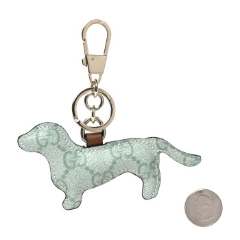 GUCCI GG Supreme Monogram Dog Shaped Bag Charm Sage Green