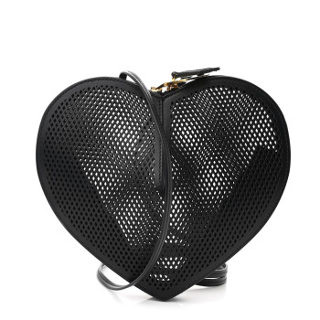 ALAIA Calfskin Perforated Le Coeur Bag Black