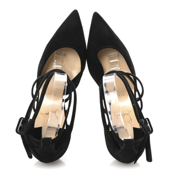 CHRISTIAN LOUBOUTIN Veau Velours Perforated Victorilla 100 Pumps 39 Black