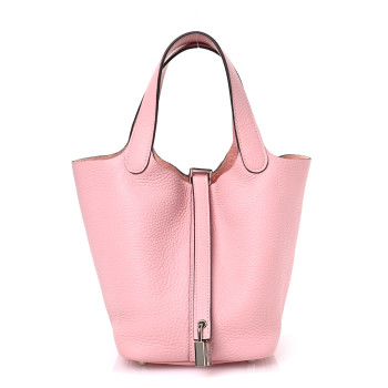 HERMES Taurillon Clemence Picotin Lock 18 PM Rose Sakura