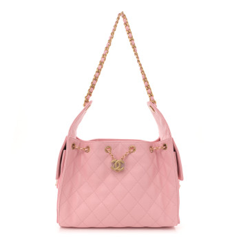 CHANEL Caviar Quilted Small Chanel 25 Handbag Light Pink