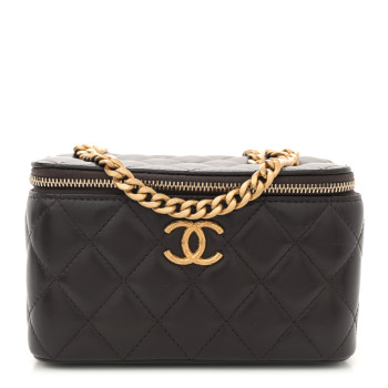 CHANEL Lambskin Quilted Small Pillow Crush Vanity Case With Chain Black
