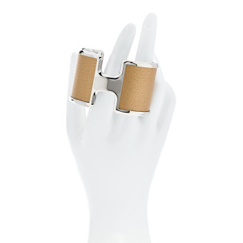 HERMES Metallic Chevre Chamkilight Olympe Cuff Bracelet Dore