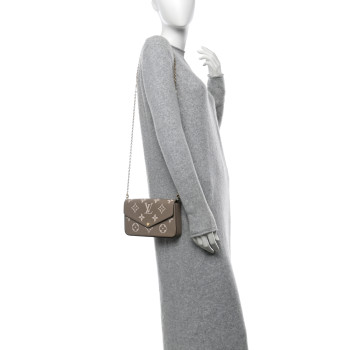 LOUIS VUITTON Empreinte Monogram Giant Felicie Pochette Tourterelle Creme