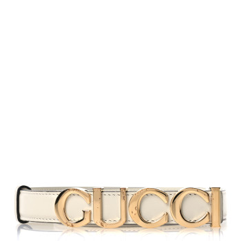 GUCCI Plutone Calfskin Gucci Buckle 20mm Thin Belt 90 36 Mystic White
