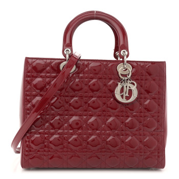 CHRISTIAN DIOR Patent Cannage Large Lady Dior Red