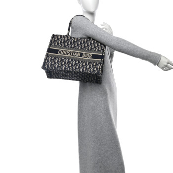 CHRISTIAN DIOR Oblique Medium Book Tote Blue Multicolor
