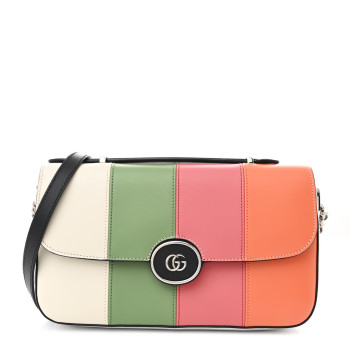 GUCCI Senna Calfskin Petite GG Top Handle Shoulder Bag Mystic White Silver Multicolor
