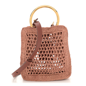 CHLOE Calfskin Raffia Banana Mini Tote Summery Beige