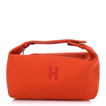 HERMES Canvas Small Bride-A-Brac Pouch Orange Feu