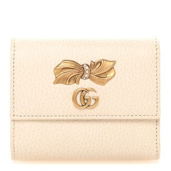 GUCCI Calfskin GG Marmont Bow Wallet White